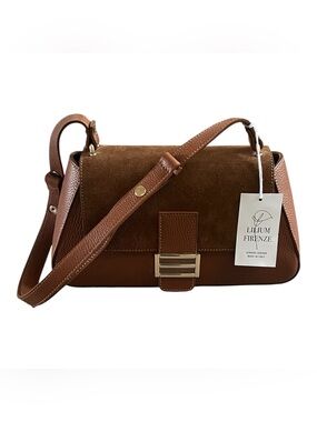 Lilium Firenze Genuine Leather Brown Suede Shoulder bag